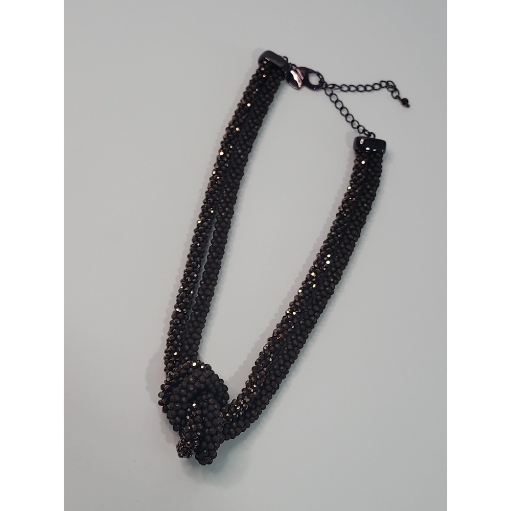 Chicos Multi Strand Metallic Beaded Knot Statement Necklace Bronze Tone - Picture 5 of 10